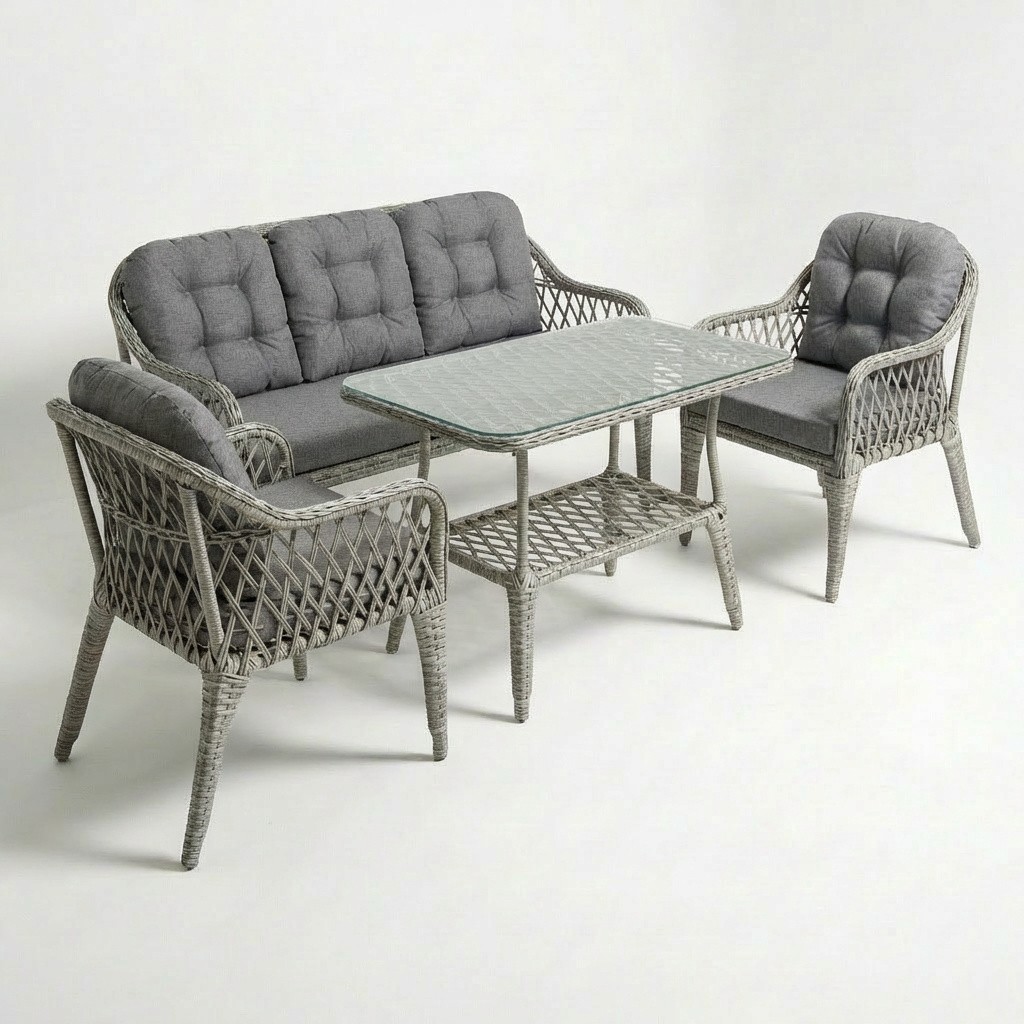 Large 150 2+1+1 Raddan Mini Çay Seti - Gri