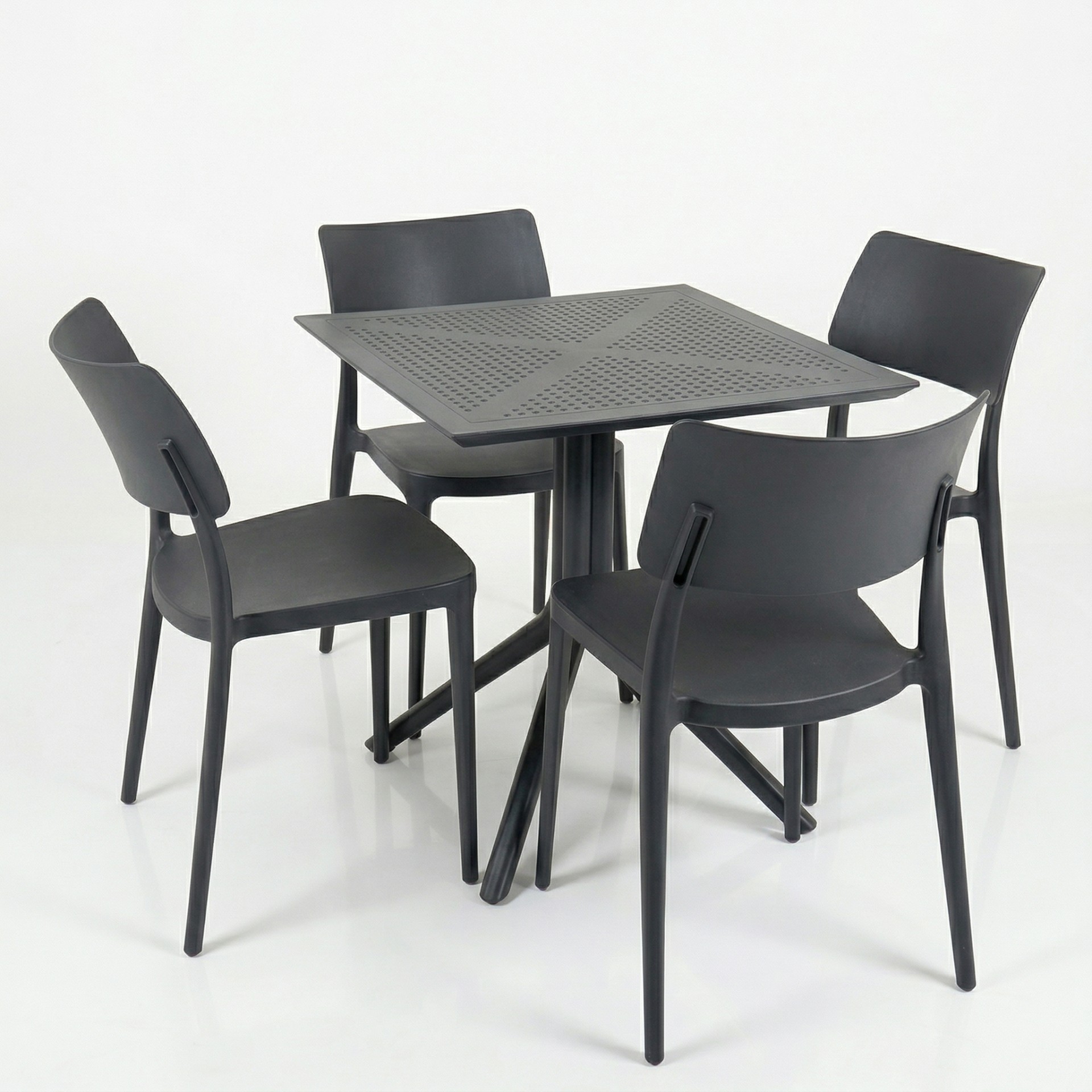 Zen 4 Kişilik Cafe Kolsuz Bistro Set 70x70 Sorty Bee Sabit Masa