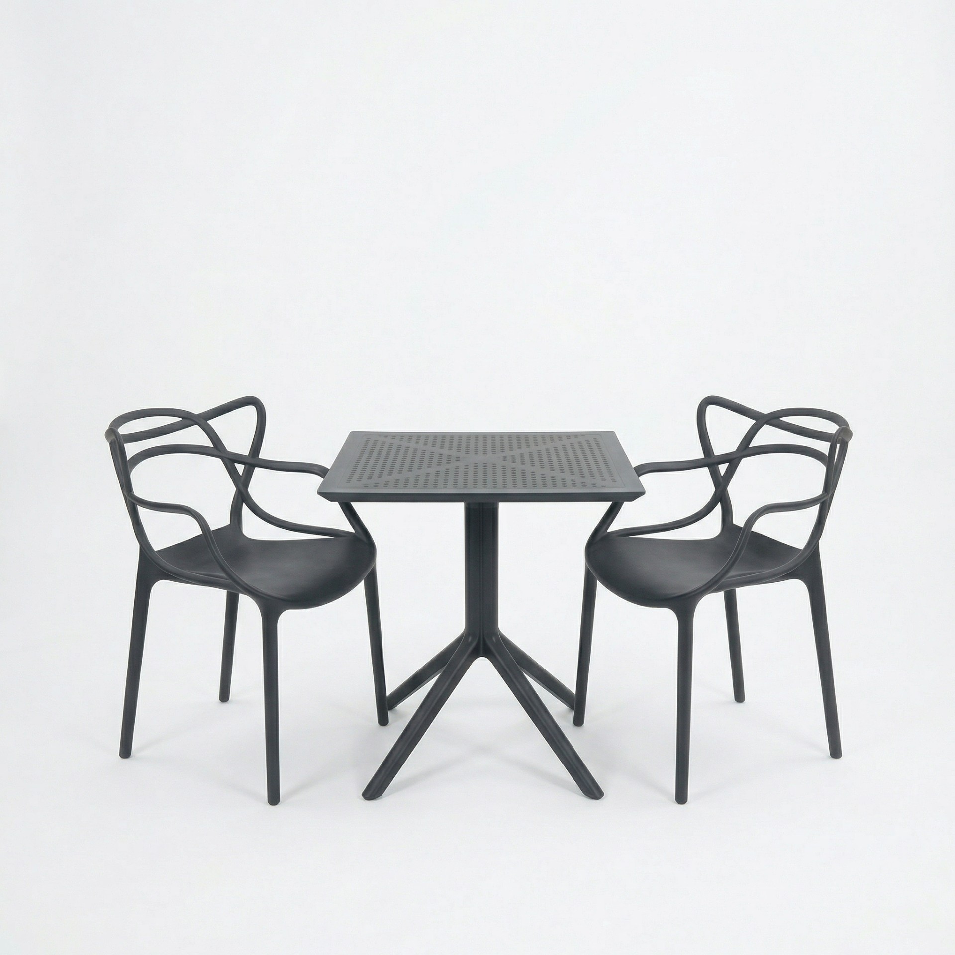 Santa 2 Kişilik Cafe Kollu Bistro Set 70x70 Sorty Bee Sabit Masa