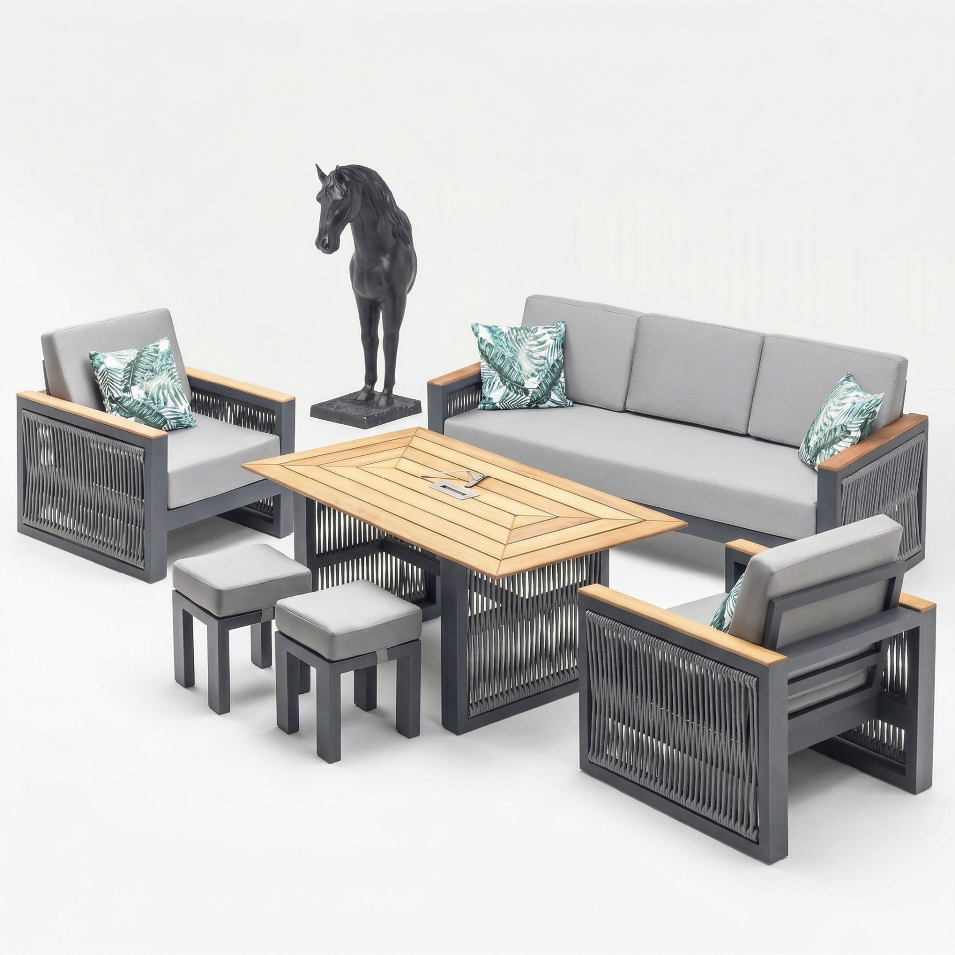 Alex 3+1+1 Puflu Alüminyum Oturma Grubu