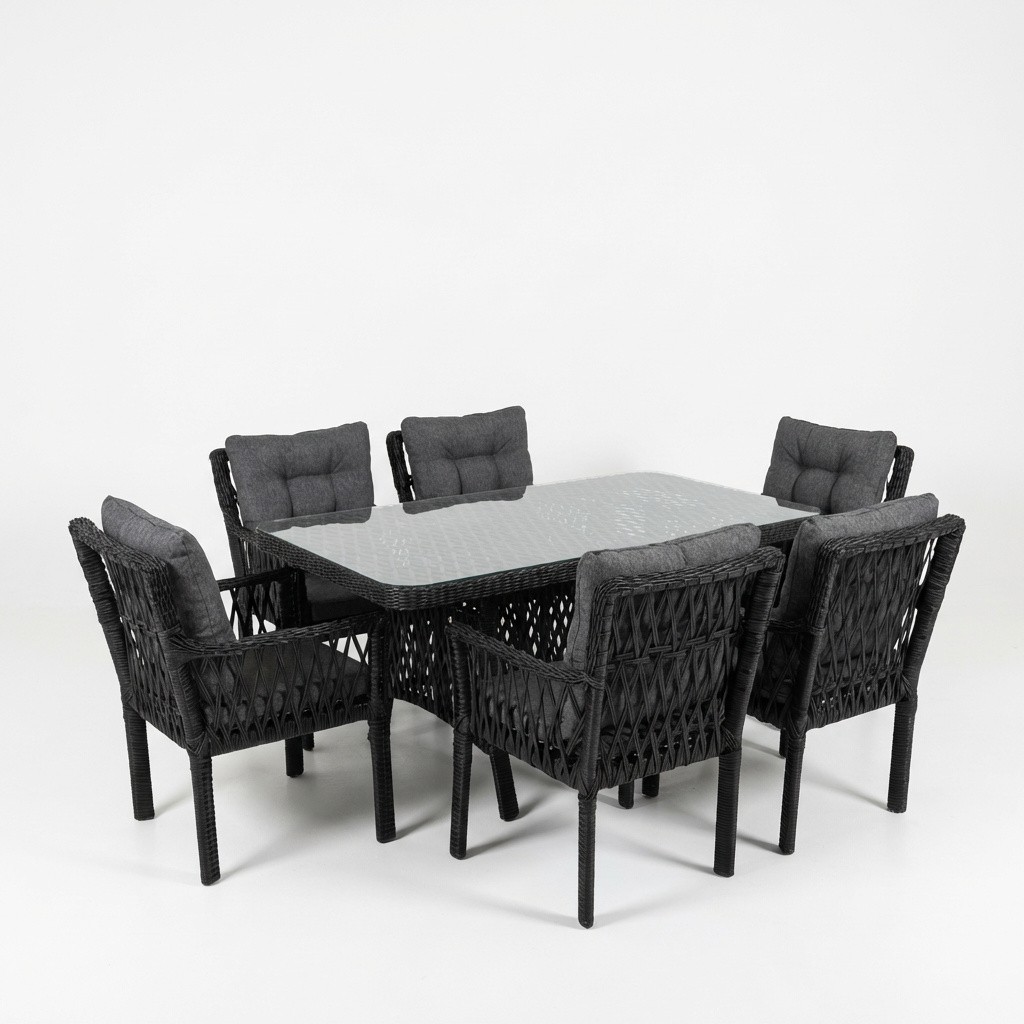 Oslo 6 Kişilik Raddan Masa Takımı 90x160 Masa 6 Adet Oslo Koltuk