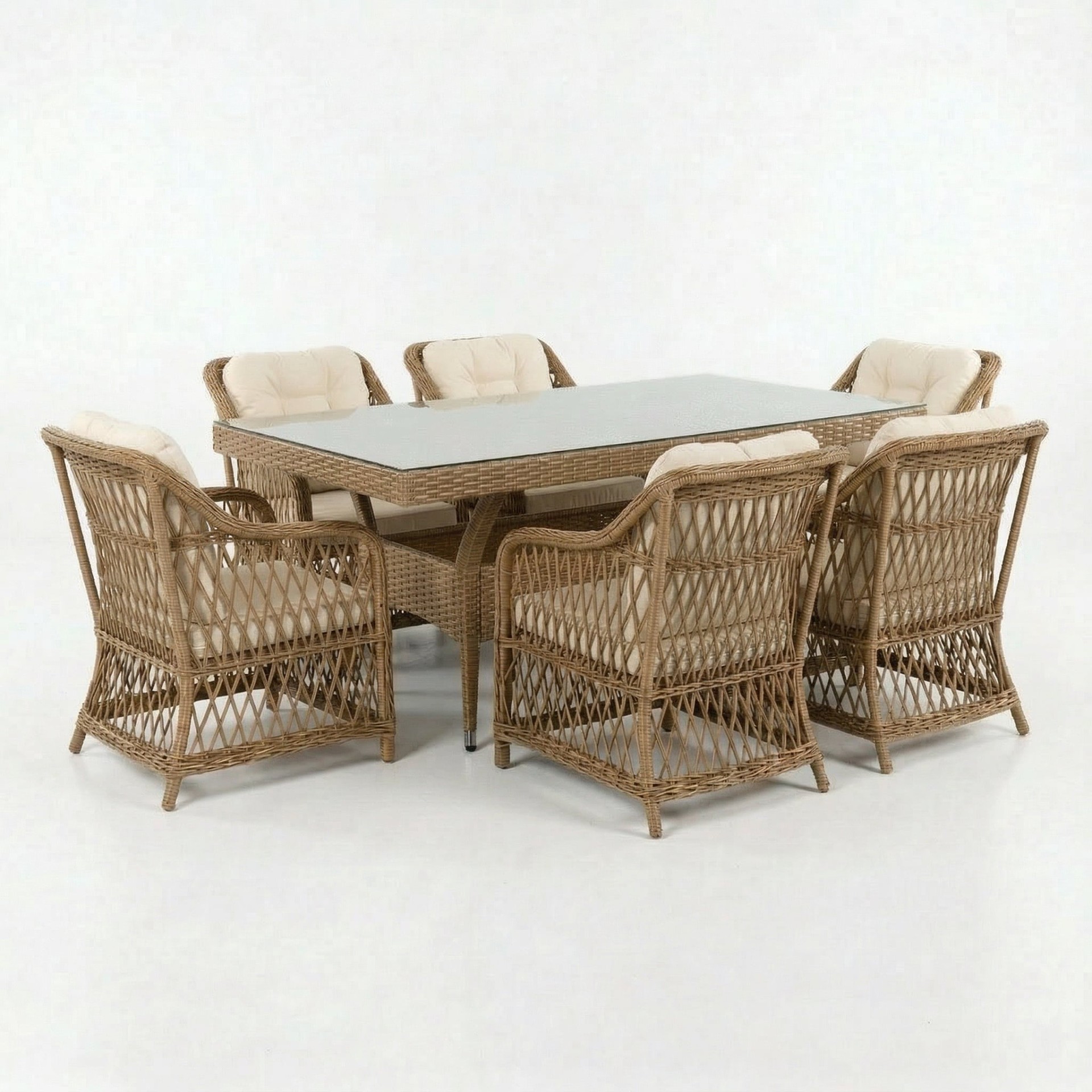 Loft 6 Kişilik Raddan Masa Takımı 100x200 Masa 6 Adet Loft Koltuk - Kapiçino